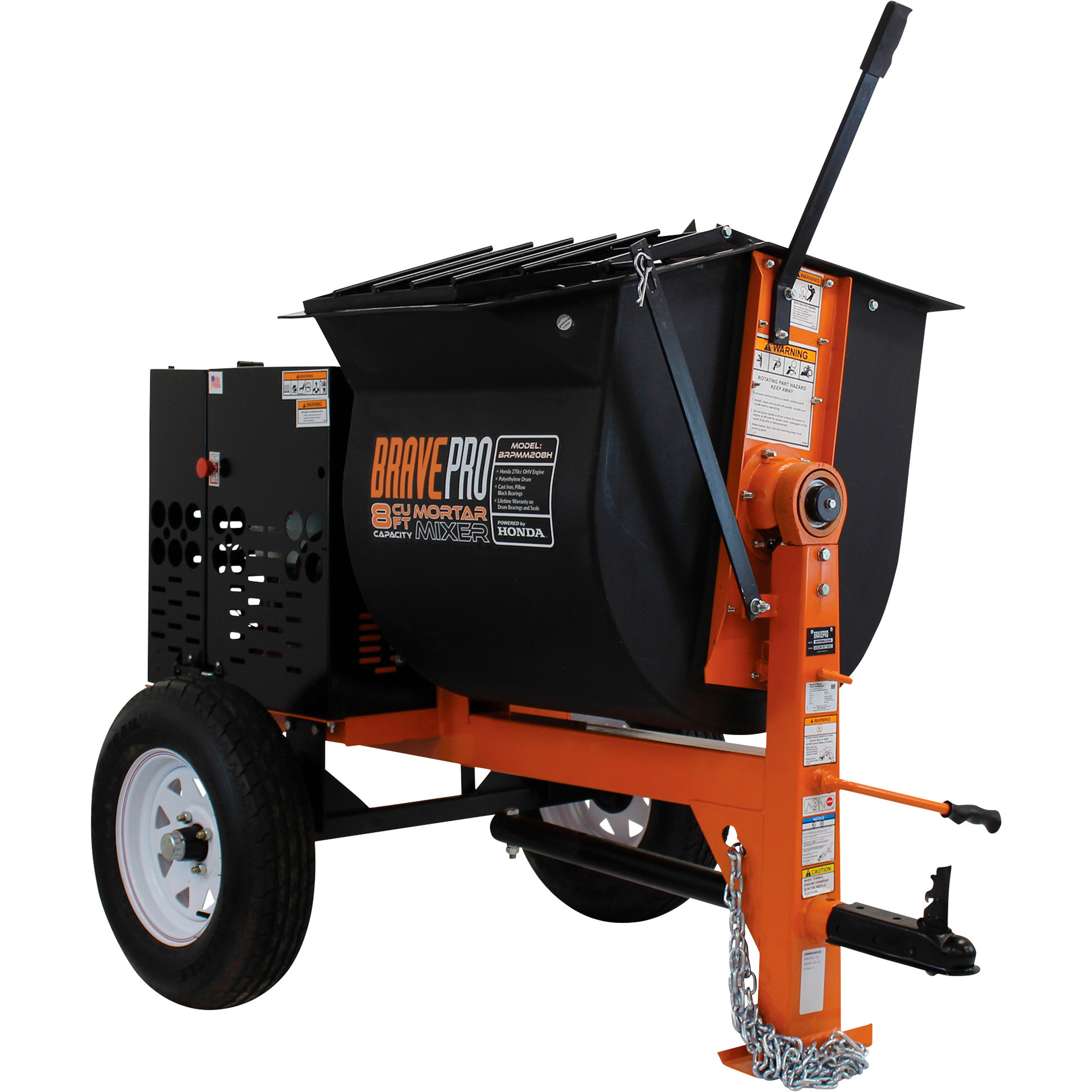 BravePro, MORTAR MIXER 8 CU FT POLY DRUM, Model# BRPMM208H
